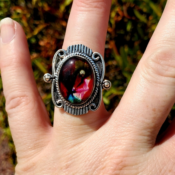 New Dichroic Glass Silver Ring. - Picture 11 of 11